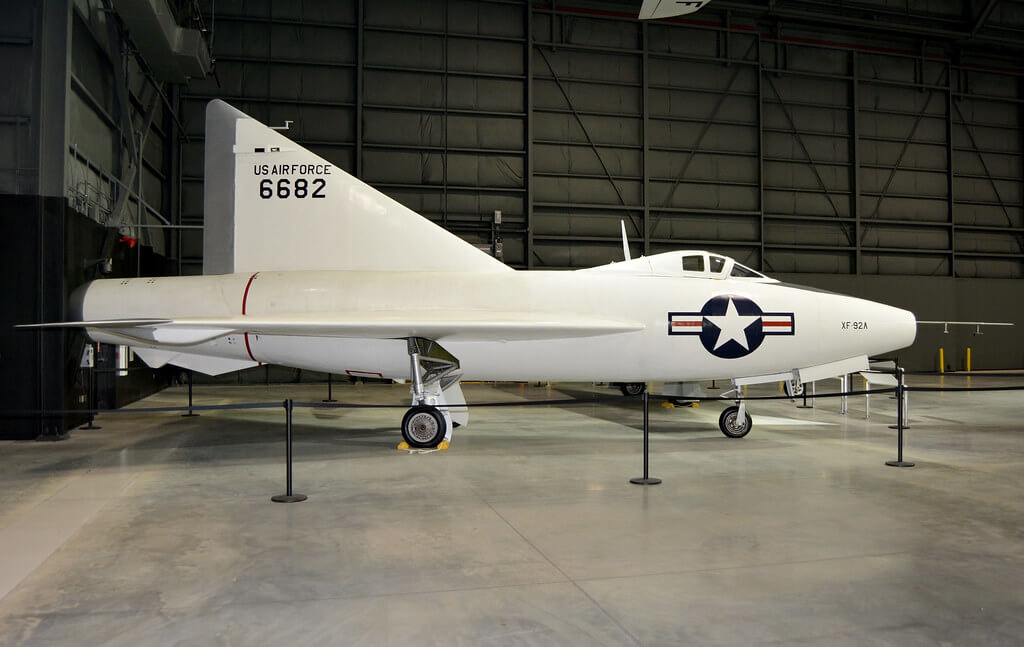 Convair XF-92 on display at a museum